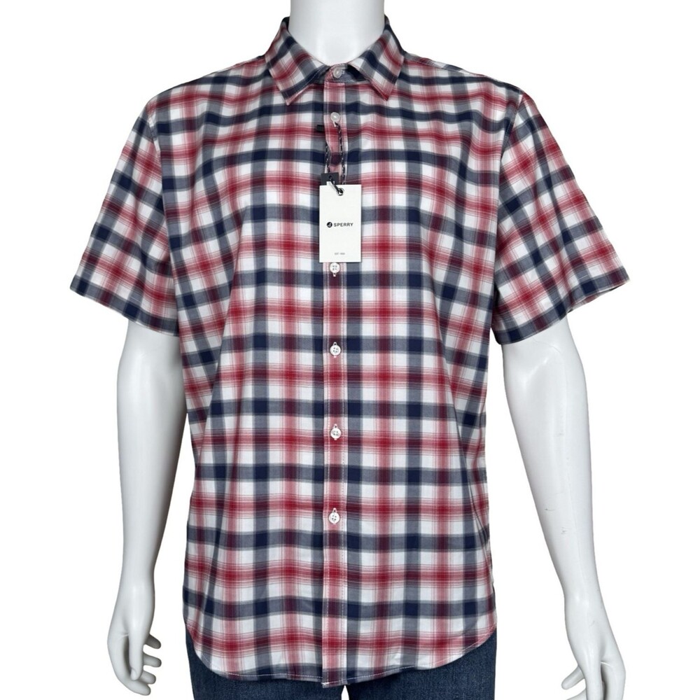 Sperry Premium Mens Small Shirt Button Down Short Sleeve Plaid Casual SP7254 New